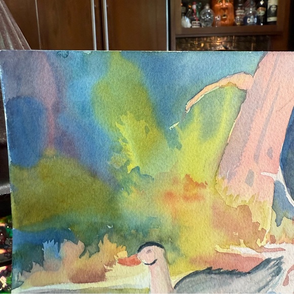 Serene Watercolor Duck Art Water Pond Geese Goose - Picture 8 of 13